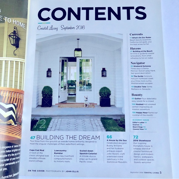 NEW COASTAL LIVING MAGAZINE SEPTEMBER 2016 SEASIDE Issue - Picture 2 of 12